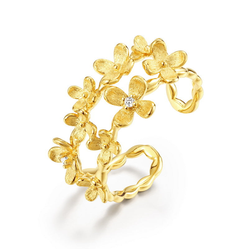 Origsoul gold floral design silver earrings sterling with intricate flower details and twined band
