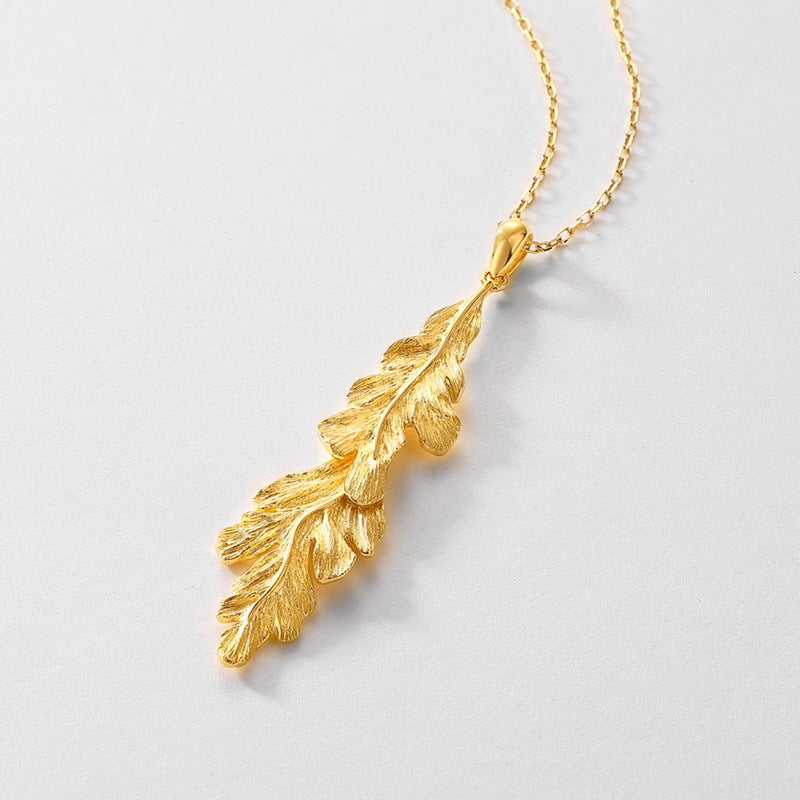 Origsoul gold leaf pendant necklace and choker with delicate chain jewelry