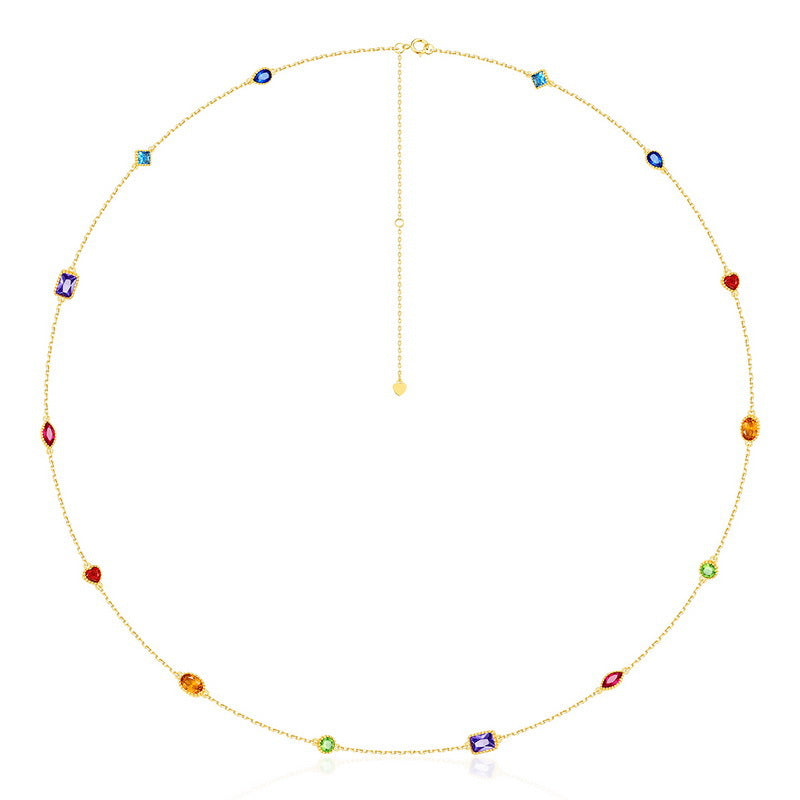 Origsoul delicate gold chain bracelet sterling silver with multicolor gemstone accents