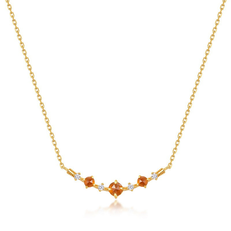 Origsoul orange crystal dainty necklace with gold chain and small sparkling stones