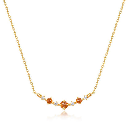 Origsoul orange crystal dainty necklace with gold chain and small sparkling stones