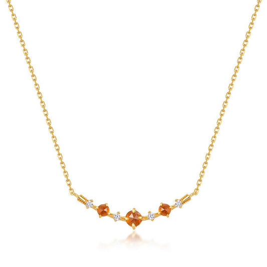 Origsoul orange crystal dainty necklace with gold chain and small sparkling stones