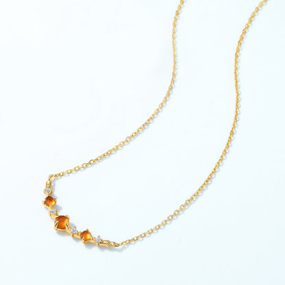 Origsoul orange crystal dainty necklace with gold chain and small orange gemstones