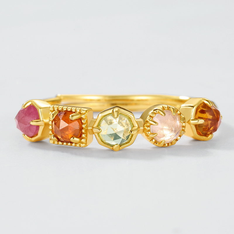Origsoul gold ring with multicolor gemstones in sterling silver jewerly design