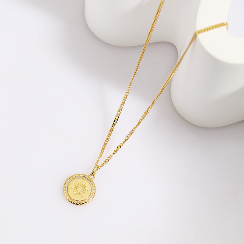 Origsoul gold sun charm jewelry necklace with detailed sun pendant on gold chain
