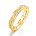 Origsoul gold textured ring with embedded stones sterling silver jelwery with 925 mark