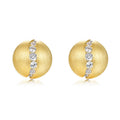 Origsoul round gold plated silver sterling silver earrings with embedded clear crystals
