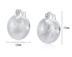 Origsoul hand-drawn silver earrings with textured surface and secure clasp measuring 12mm by 17mm