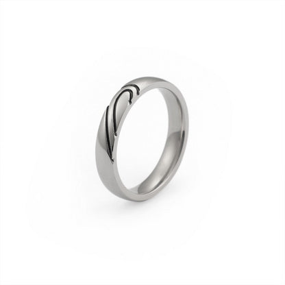 Origsoul silver heart shaped couple rings with sleek modern design for romantic jewelry