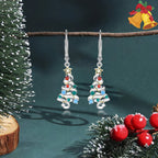 Origsoul holiday dangle earrings for women shaped like decorated Christmas trees with star tops