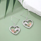 Origsoul horse girl zircon pendant earrings in heart shape with silver and rose gold details
