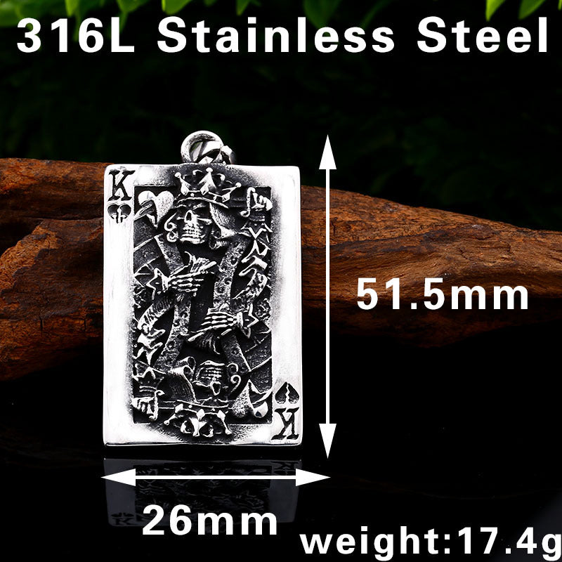 Origsoul king of hearts necklace stainless steel pendant showing detailed skull king design