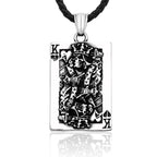 Origsoul king of hearts necklace stainless steel pendant on black braided cord