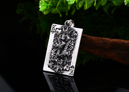 Origsoul king of hearts necklace stainless steel pendant with detailed playing card design