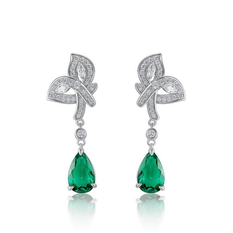 Origsoul elegant drop earrings with green lab-grown emerald rings and sparkling silver accents