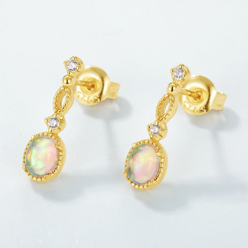 Origsoul gold drop earrings with opal stones and sterling silver hoop earrings style detailing