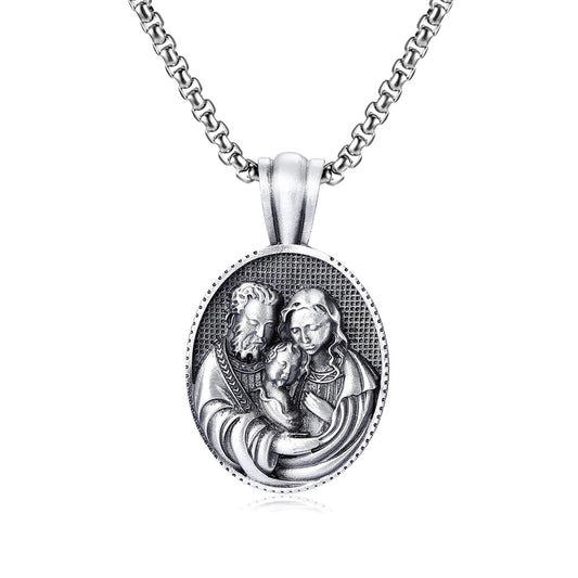 Origsoul Tranquil Spirit Collection Medusa pendant necklace with detailed family relief oval silver charm