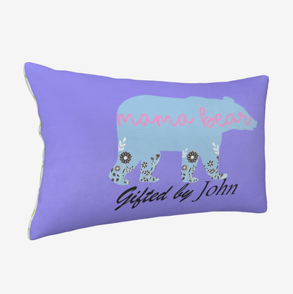 Origsoul customized double-sided plush pillowcase with purple background and mama bear design gifted by John