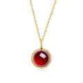 Origsoul necklace silver sterling with gold chain and round red gemstone pendant