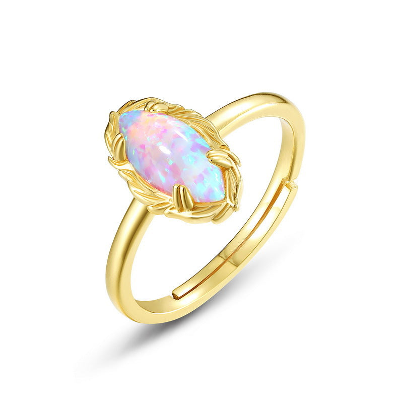 Origsoul gold ring with marquise opal stone, elegant jewelry piece not a necklace silver sterling