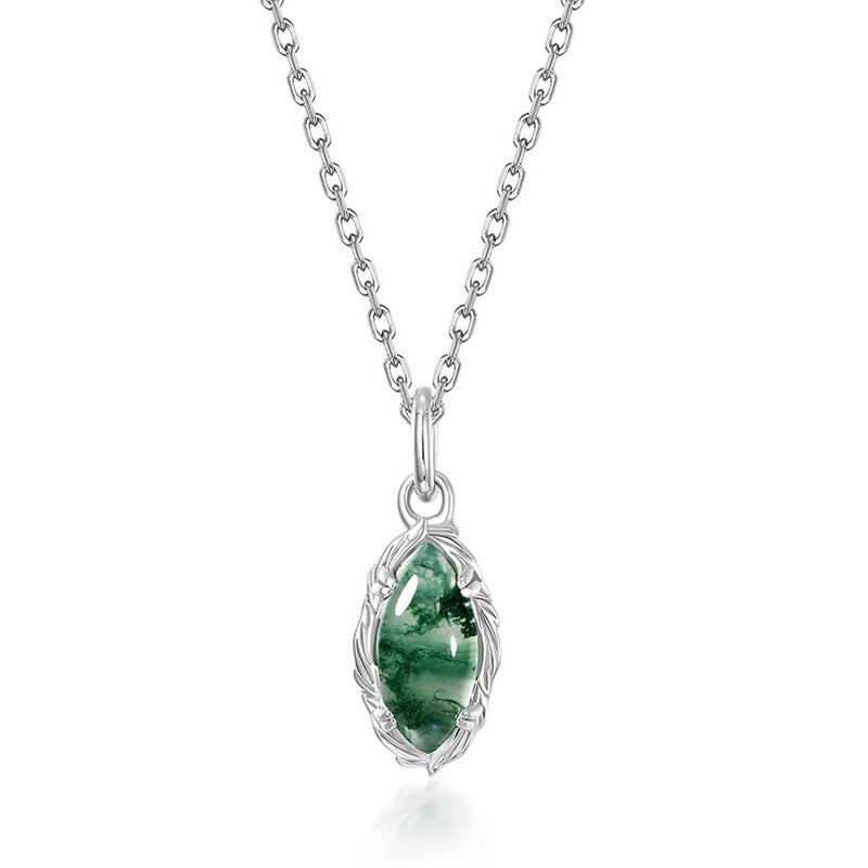 Origsoul necklace silver sterling with green stone pendant and delicate chain jewelry