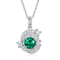Origsoul necklace silver sterling with green center gem and clear accent stones pendant