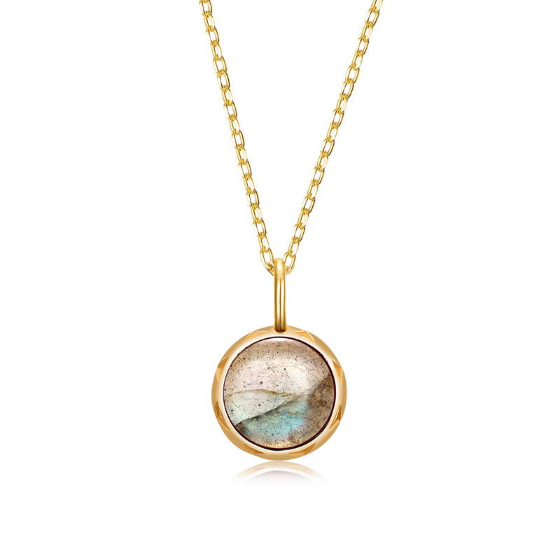 Origsoul necklace silver sterling with gold chain and round labradorite pendant
