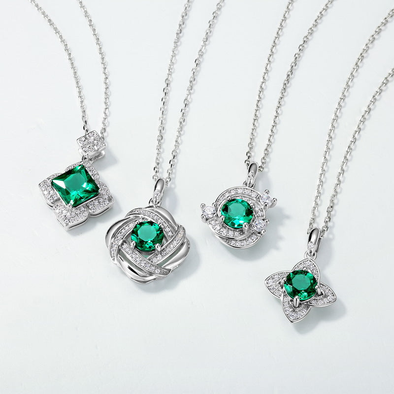 Origsoul necklace silver sterling set with green gemstones and intricate pendant designs