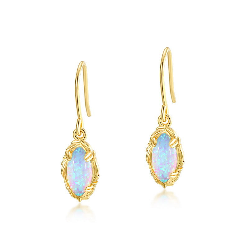 Origsoul gold earrings with opal stones complementing necklace silver sterling jewelry collection