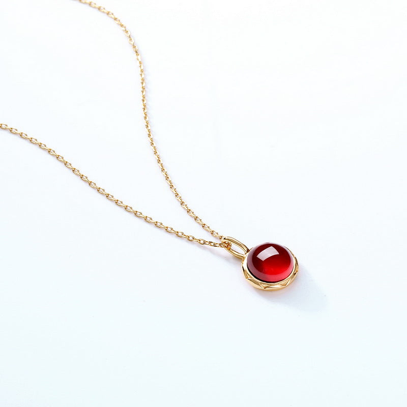 Origsoul necklace silver sterling with gold chain and red gemstone pendant jewelry