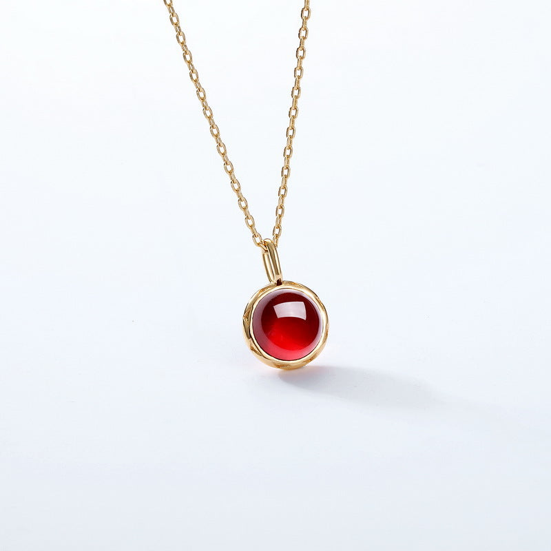 Origsoul necklace silver sterling with gold chain and red gemstone pendant