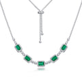 Origsoul necklace with choker featuring silver chain and emerald green gemstones with clear crystals