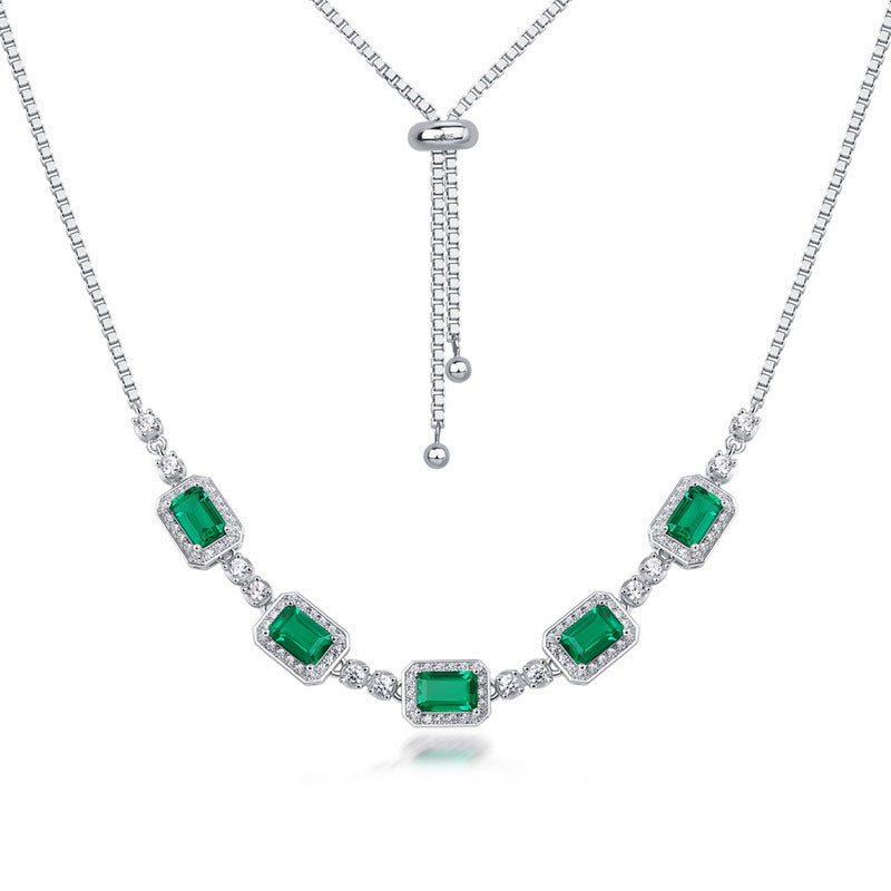 Origsoul necklace with choker featuring silver chain and emerald green gemstones with clear crystals