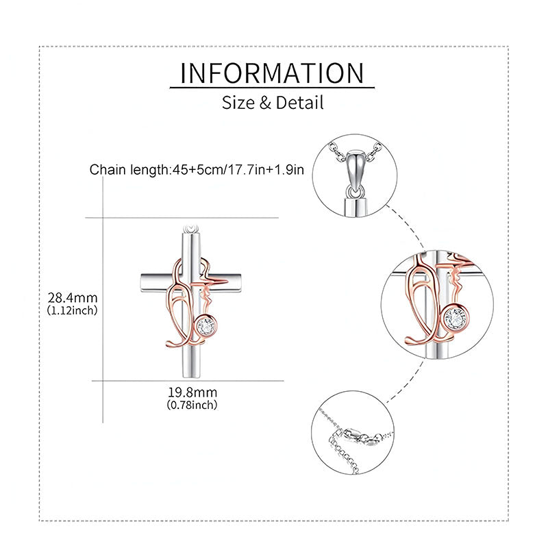 Origsoul nurse cross necklace with silver cross and rose gold stethoscope design with chain details