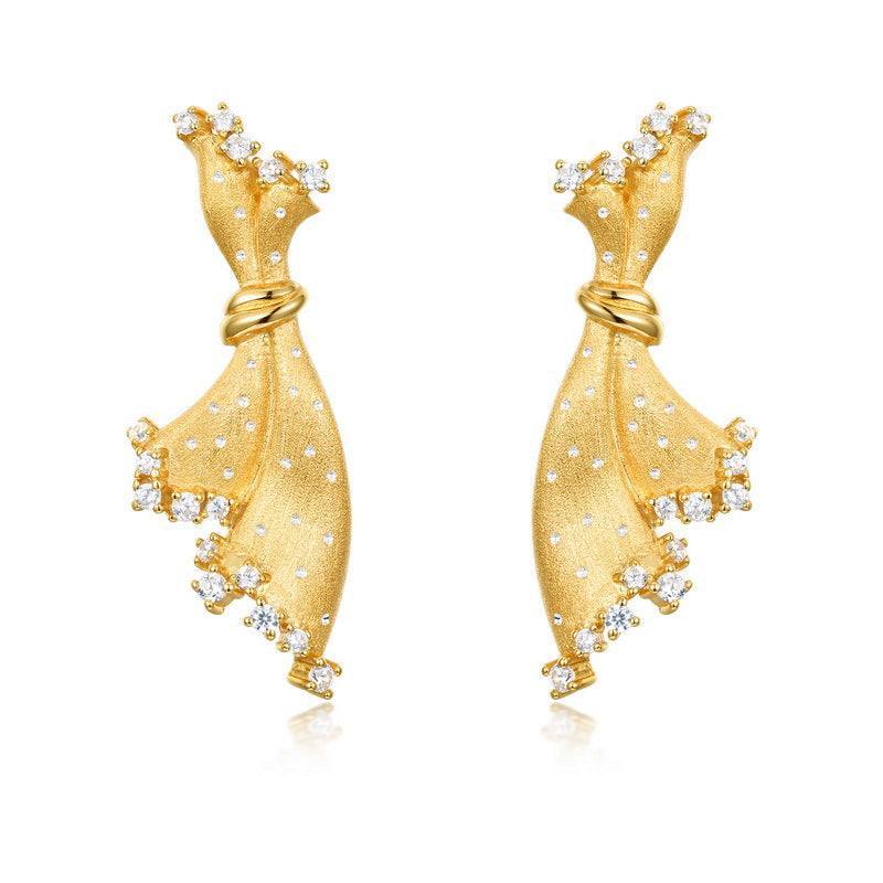 Origsoul elegant gold-tone silver sterling silver earrings with crystal accents