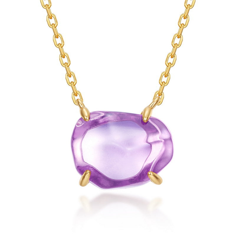 Origsoul pendant in sterling silver with purple gemstone and gold chain necklace