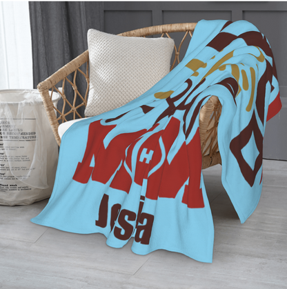 Origsoul personalized 280g cozy throw blanket draped over wicker chair with decorative pillow