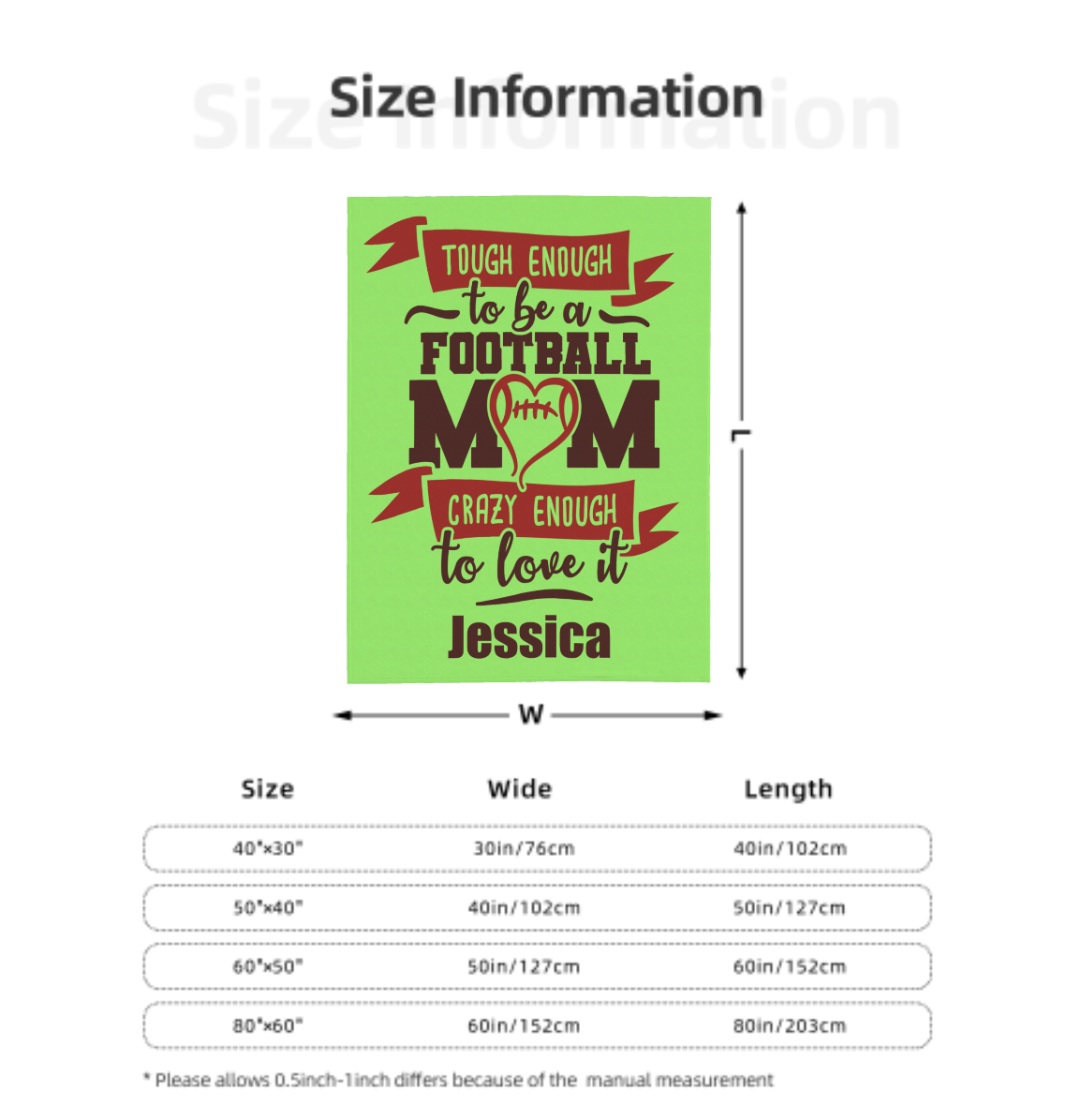 Origsoul personalized 320g flannel throw with football mom design available in multiple sizes