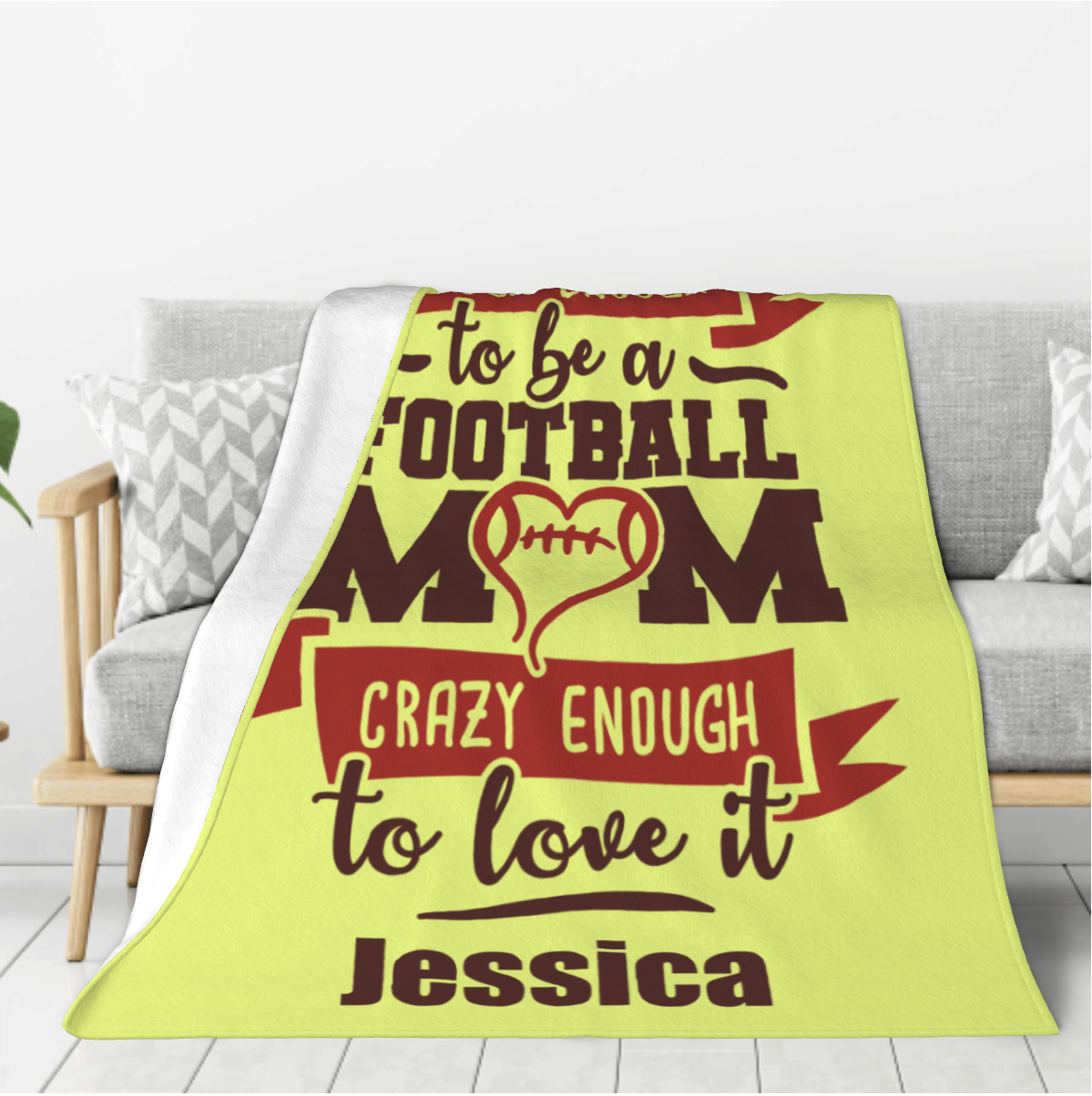 Origsoul personalized 320g flannel throw blanket with football mom design and name Jessica