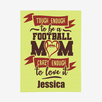 Origsoul personalized 320g flannel throw blanket in yellow with football mom design and custom name Jessica