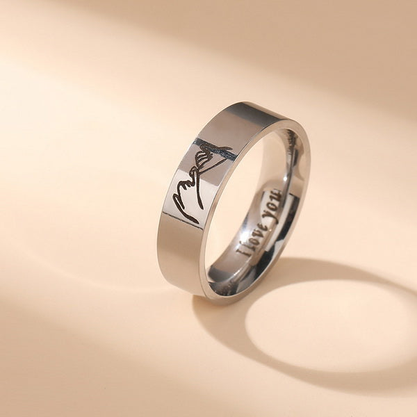 Origsoul personalized couples ring set with engraved names and inside message love you