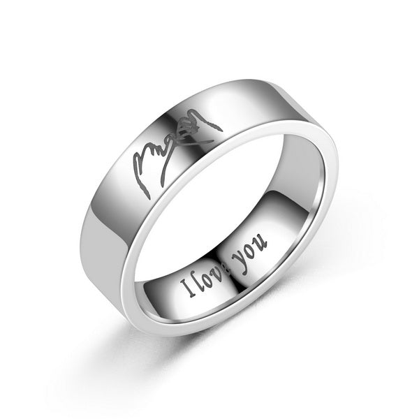 Origsoul personalized couples ring set with engraved I love you and pinky promise design in silver
