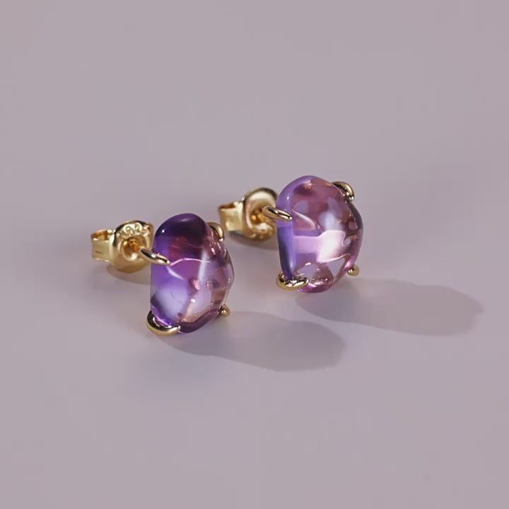 Origsoul Silver Sterling Jewellery Amethyst Stud Earrings