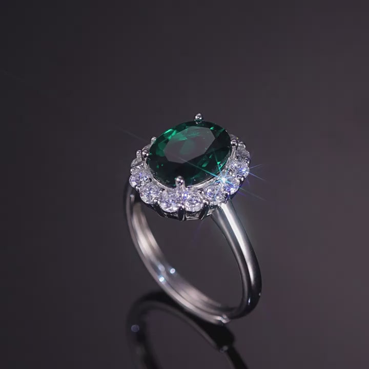 Origsoul Engagement Ring Emerald Cut with Halo Design