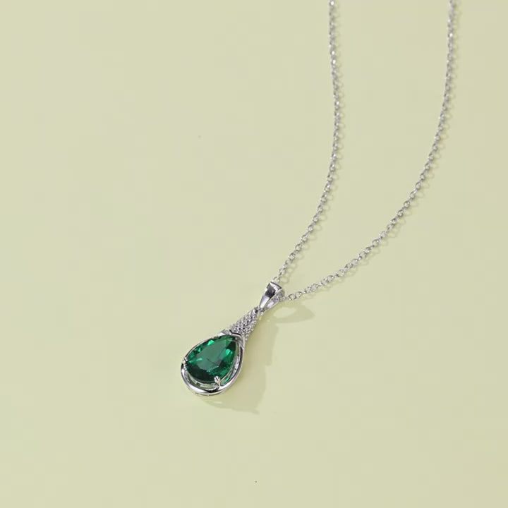 Origsoul Emerald Necklace with Sterling Silver Pendant