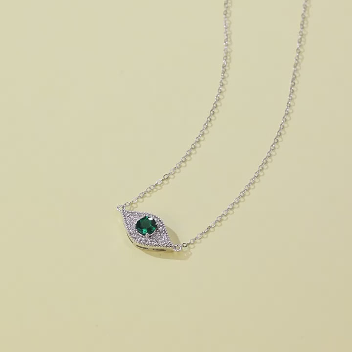 Origsoul Emerald Necklace with Sparkling Silver Accents