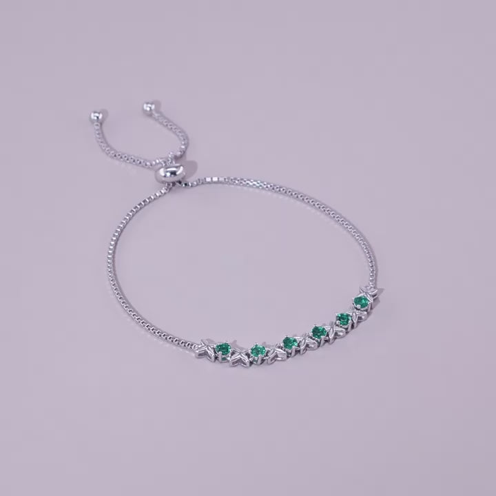 Origsoul Sterling Silver Pandora Bracelet with Green Accents