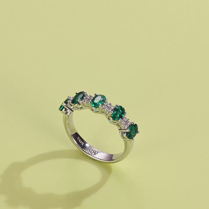 Origsoul Emerald Engagement Ring Cut Sterling Silver