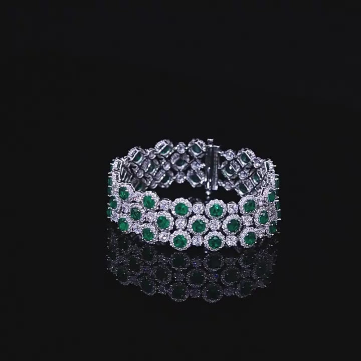Origsoul Bracelet Tennis Diamond with Emerald Green Stones
