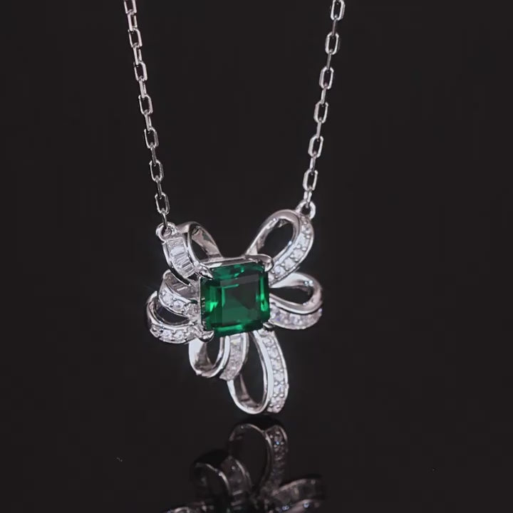 Origsoul Sterling Silver Necklace with Emerald Pendant